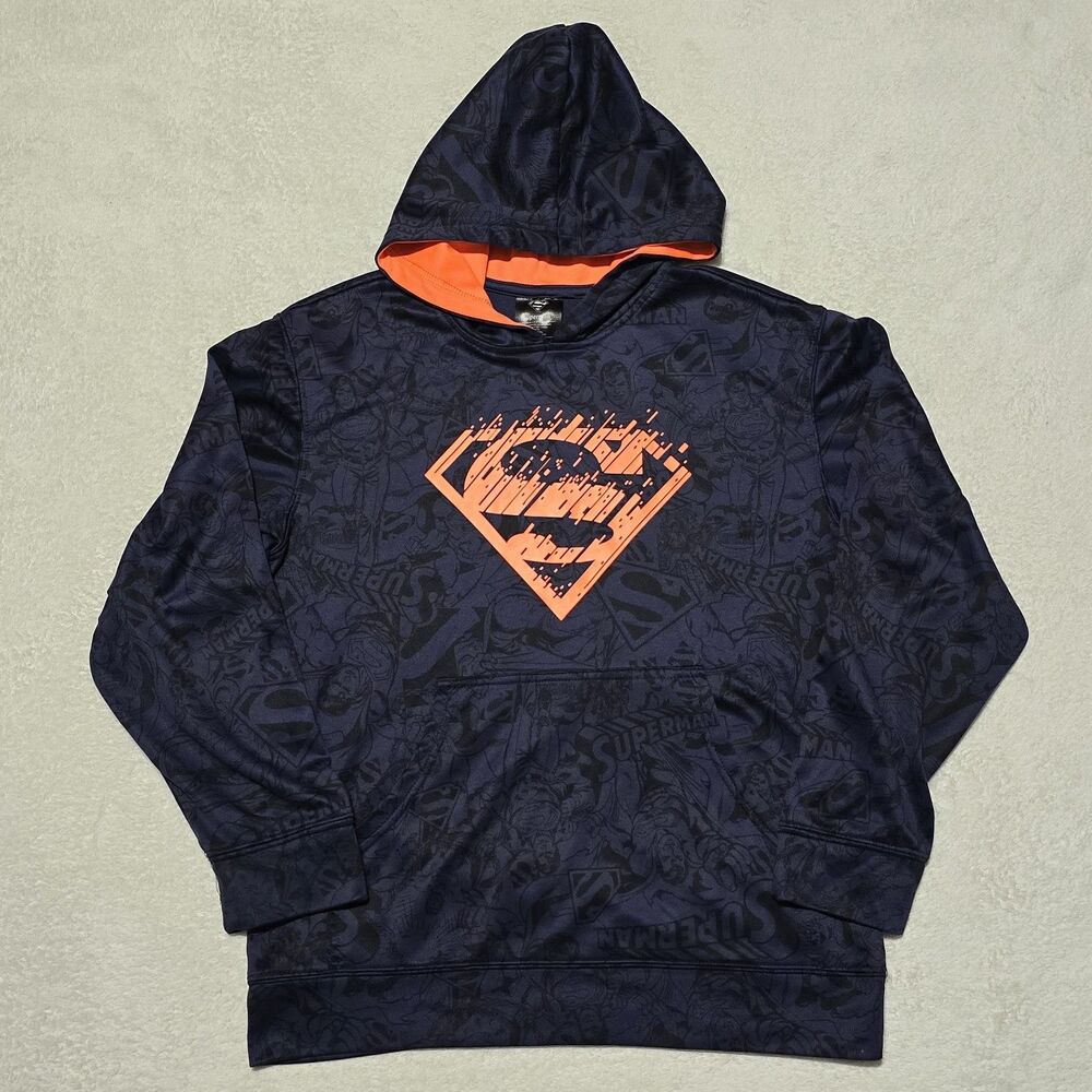 DC Comics Justice League Superman Youth Boys Pullover Hoodie Size XL 14/16 Blue